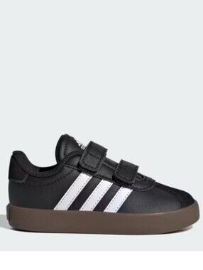 ADIDAS VL COURT 3.0 SHOES SKATER EASY ON BLACK WHITE TODDLER PRESCHOOL SIZE 6.5